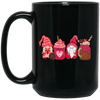 Gnome With Cups, Love Gnome, Valentine Gnome, Valentine's Day, Trendy Valentine Black Mug