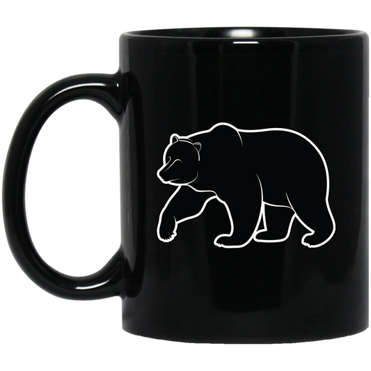 Bear Silhouette, Friendly Bear, Animal Silhouette Black Mug