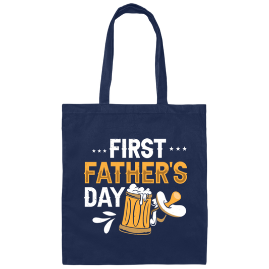 Funny Father, First Father_s Day, Love Beer Gift, Beer For Kid Or Not Canvas Tote Bag