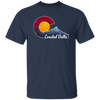 Crested Butte, Colorado With Flag Inspired Scene, Love Colorado Gift Unisex T-Shirt