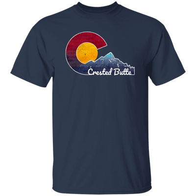 Crested Butte, Colorado With Flag Inspired Scene, Love Colorado Gift Unisex T-Shirt