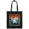 Vintage Teachers Can Do Virtually Anything, Unicorn Template Canvas Tote Bag