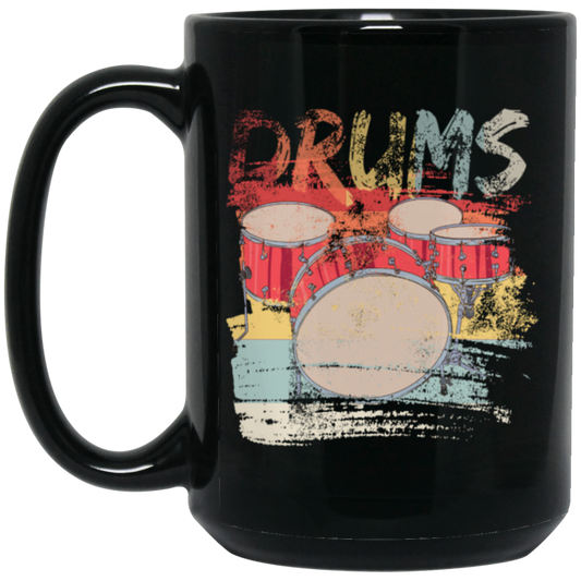 Gift For Drummer Retro Drums Passionate About Music Perfect For Orchestras Black Mug