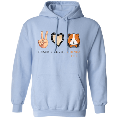 Peace Love Guinea Pig, Guinea Pig Cartoon Pullover Hoodie