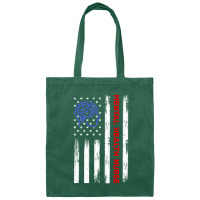 American Flag, Mental Health Nurse, American Psych Nurse, Love Nurse Gift Canvas Tote Bag