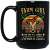 Farm Girl, Cute Cow Retro Gift, The Soul Of A Witch, Vintage Cow Black Mug