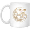 Salem 1692, They Missed One, Salem Floral Moon White Mug