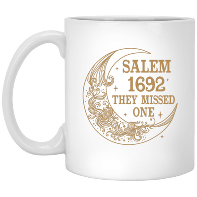 Salem 1692, They Missed One, Salem Floral Moon White Mug