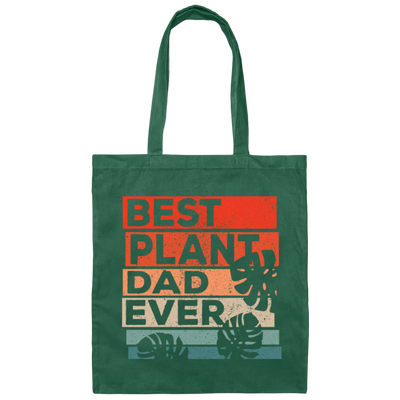 Best Plant Dad Ever, Retro Gardener Gift Canvas Tote Bag