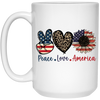 Peace Love American, Sunflower American, Leopard Pattern White Mug