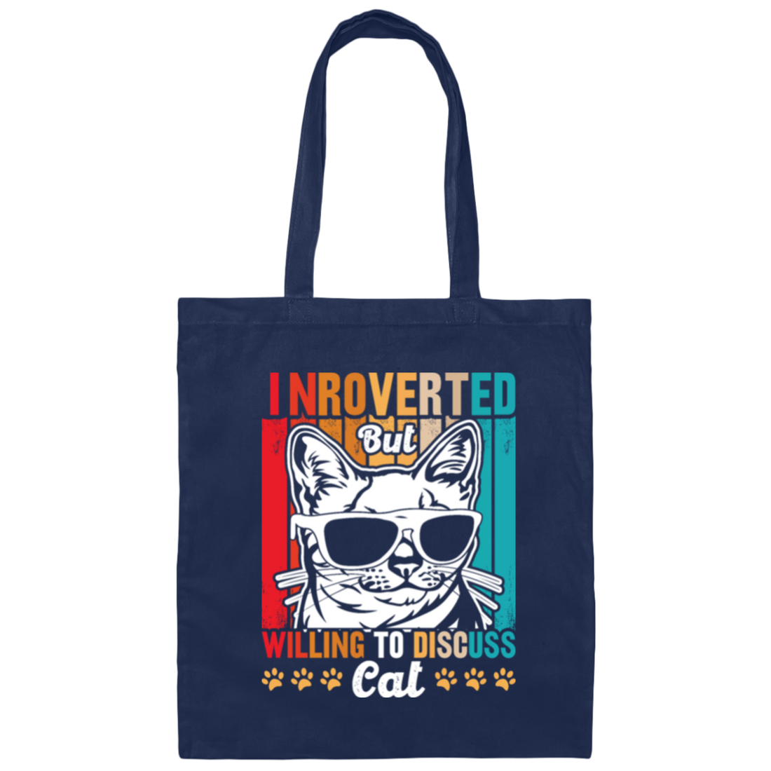 Retro Cat Introverted, But Willing To Discuss Cat Vintage Canvas Tote Bag