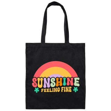 Sunshine Feeling Fine, Groovy Sunshine, Cute Sunshine Canvas Tote Bag