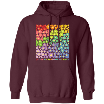 Celebrate Minds Of All Kinds, Colorfull Flower Pullover Hoodie