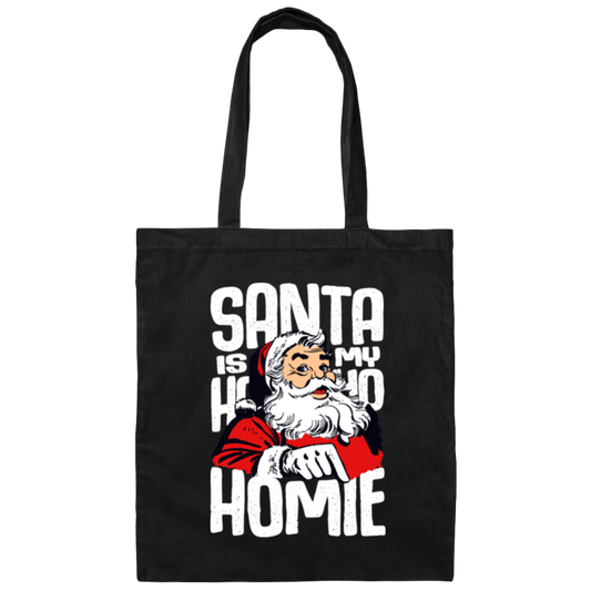 Santa Is My Homie, Ho Ho Ho, Christmas Canvas Tote Bag