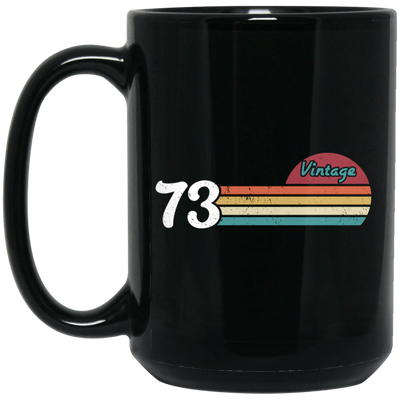 Vintage Gift For 73, 1973 Vintage Birthday, Retro Sunset 1973 Gift Black Mug