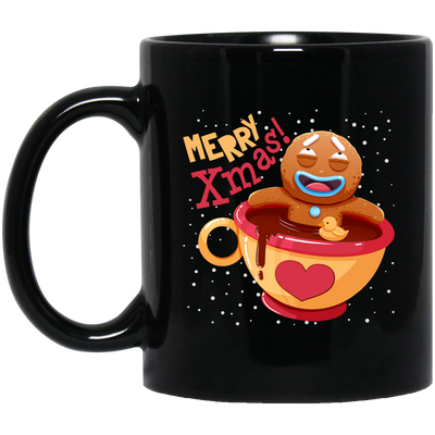 Gingerbread In Coffee Cup, Relaxing Gingerbread, Merry Christmas, Trendy Christmas Black Mug