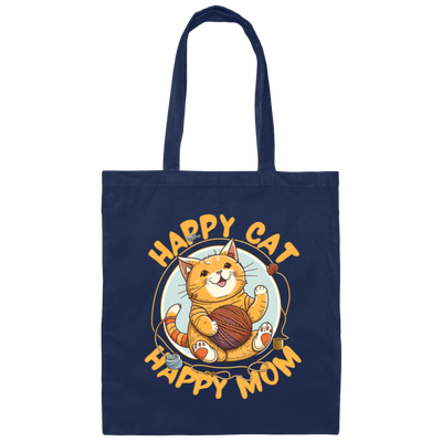 Love Cute Cat, Happy Cat, Happy Mommy, Best Cat Ever, Cat With Ball Of Knitting Wood Canvas Tote Bag