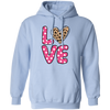 Love Heart Design, Leopard Pattern, Valentine's Day Pullover Hoodie