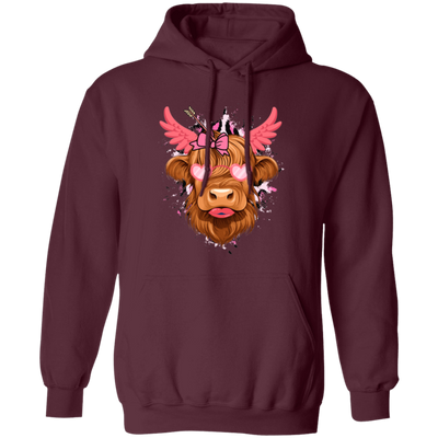 Love Cow, Cute Cow, Valentine Cow, Cow Lover Pullover Hoodie