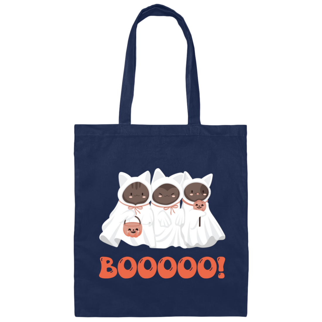 Boo Cat, Cute Boo, Cute Cat, Happy Cat, Happy Halloween Canvas Tote Bag