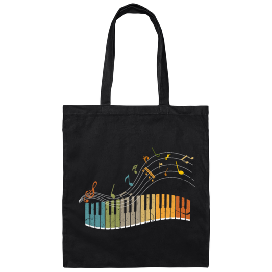 Piano Keyboard Retro, Piano Keyboard Gift Canvas Tote Bag