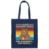 Retro Bear, I Hate Morning People, And Mornings, And People, Hate Go For Job Canvas Tote Bag