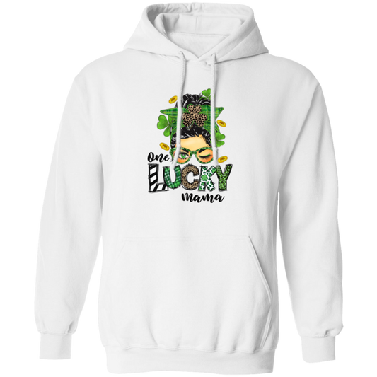 Mama Lover Gift, One Lucky Mama, Love Mom, Shamrock And Mom Pullover Hoodie