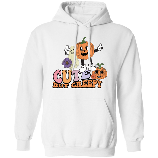 Cute But Creepy, Pumpkin And Ghost, Creepy Pumpkin Pullover Hoodie