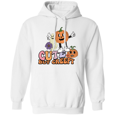 Cute But Creepy, Pumpkin And Ghost, Creepy Pumpkin Pullover Hoodie