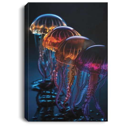 Jellyfish Team, Jellyfish Under The Ocean, Shimmering Polished Jellyfish Canvas