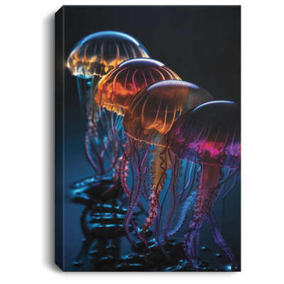 Jellyfish Team, Jellyfish Under The Ocean, Shimmering Polished Jellyfish Canvas