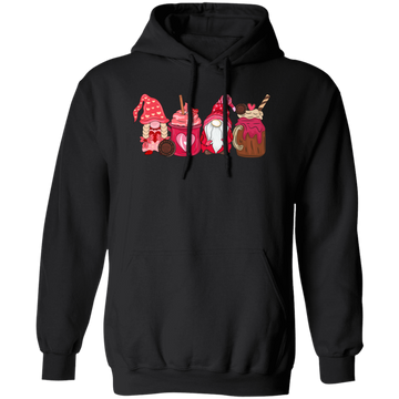 Gnome With Cups, Love Gnome, Valentine Gnome, Valentine's Day, Trendy Valentine Pullover Hoodie