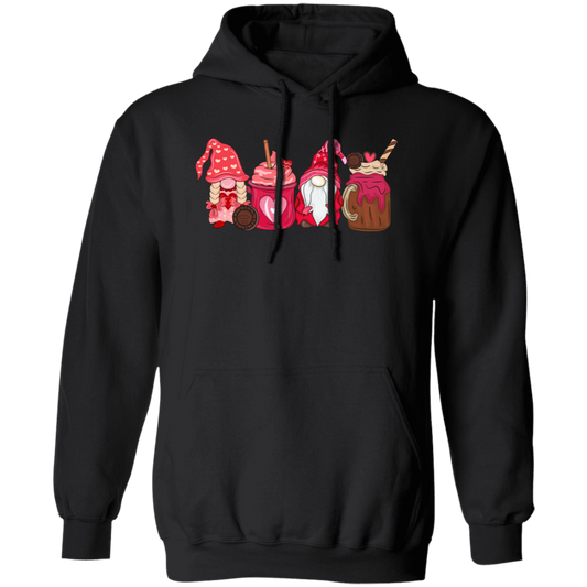 Gnome With Cups, Love Gnome, Valentine Gnome, Valentine's Day, Trendy Valentine Pullover Hoodie