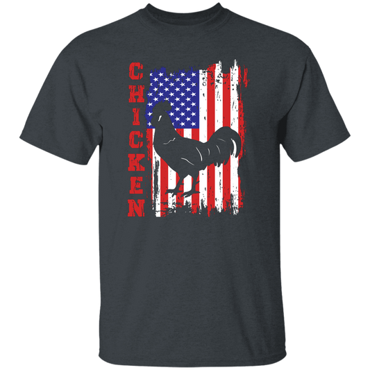 Chicken Silhouette, American Chicken, American Flag Unisex T-Shirt