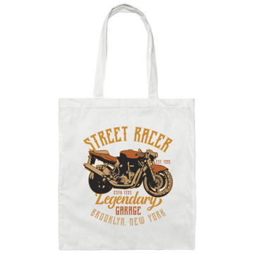 Saying Legendary Garage Brooklyn New York, Retro Street Bike Gift Canvas Tote Bag