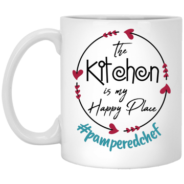 The Kitchen Is My Happy Place, Pampered Chef, Love Chef White Mug