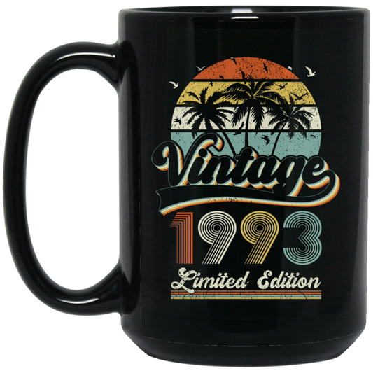 Vintage 1993, Birthday 1993, Retro Birthday, Limited Edition Black Mug