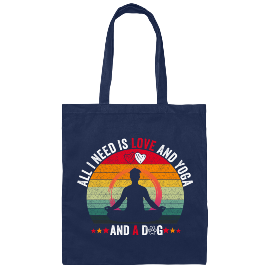 Yoga Lover Gift Retro Gift All I Need Is Love And Yoga And A Dog Canvas Tote Bag