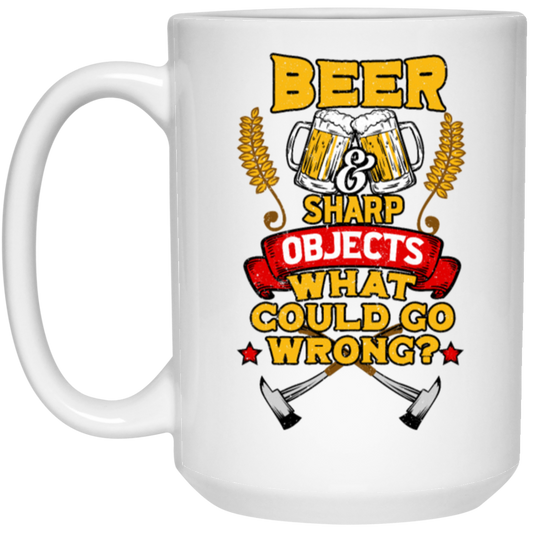 Win The Game, Axe Object, Beer And Sharp, Gift For Winner White Mug