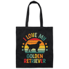 I Love My Golden Retriever, Retro Golden, Golden Silhouette Canvas Tote Bag