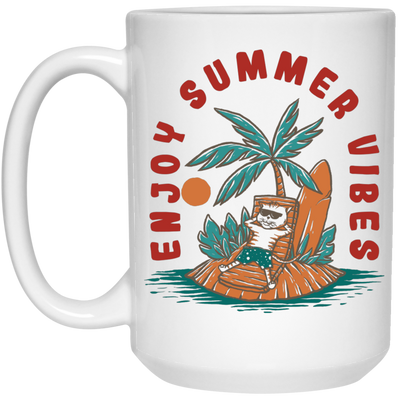 Enjoy Summer Vibes, Relax On Hawaii, Palm Tree Oasis White Mug