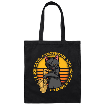 I Like Cat, Saxophone And Maybe 3 People Canvas Tote Bag