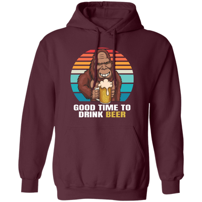 Good Time To Drink Beer, Retro Monkey, Gorilla Drink Beer Pullover Hoodie