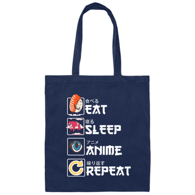 Anime Funny, Eat Sleep Anime Repeat Canvas Tote Bag