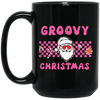 Groovy Christmas, Cool Santa, Pink Groovy Xmas, Merry Christmas, Trendy Christmas Black Mug