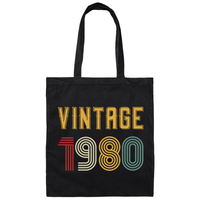 Vintage 1980 Birthday, Retro 1980 Birthday Gift, Born In 1980 Canvas Tote Bag