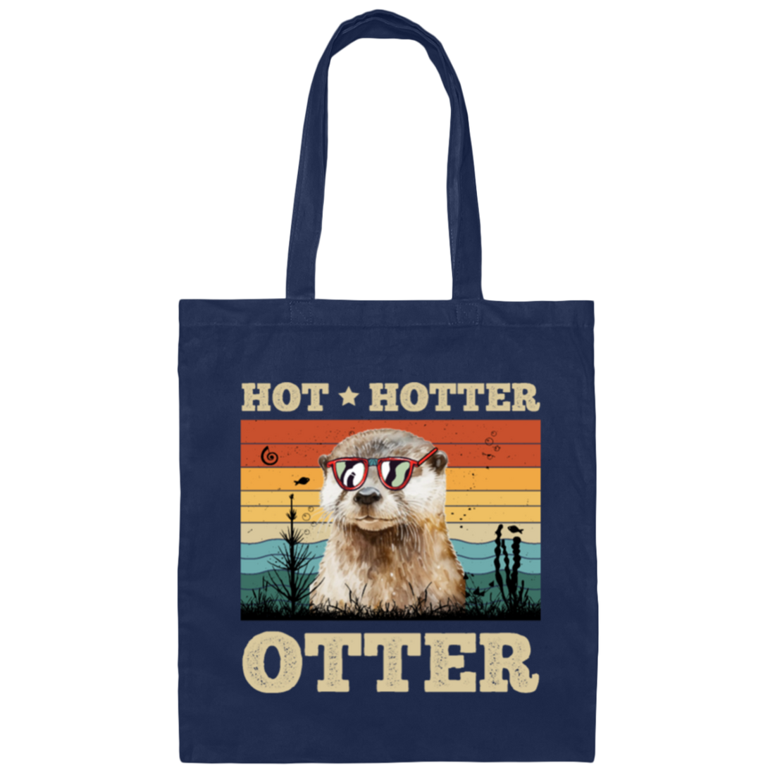 Hot Love Gift, Hotter Gift Retro, Seal Lover, Vintage Hot Otter Canvas Tote Bag