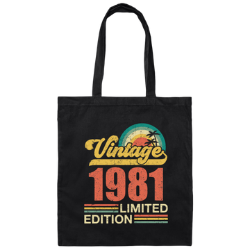 Hawaii 1981 Gift, Vintage 1981 Limited Gift, Retro 1981, Tropical Style Canvas Tote Bag