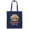 Retro Mountain, Sunset Vintage, Teacher Off Duty, Summer Mountainscape Sunrise Canvas Tote Bag