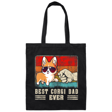 Retro Corgi, Best Corgi Dad Ever, Best Dog Dad Ever, Love Dad Canvas Tote Bag